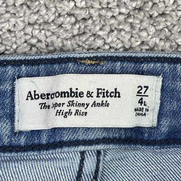 Abercrombie & Fitch Jeans Women’s 27X28 Blue Super Skinny Ankle High Rise Light - Picture 5 of 11